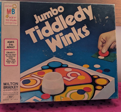  Vintage 1973 Milton Bradley Jumbo Tiddledy Winks Game, Missing 2 White Winks