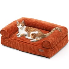 Dog Couch Bed, Corduroy Cozy Cat Bed for Indoor Cats with Washable Cover, Sup...