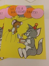 2 Vintage 1980s Tom And Jerry Birthday Invita...