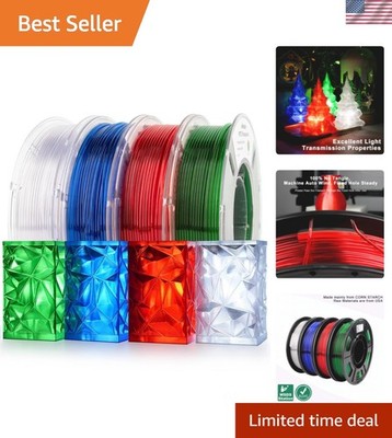 Versatile 4-Pack PETG Filament 1.75mm - Vibrant Colors with Light Transmission