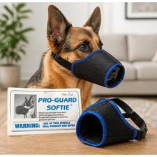 Pro-Guard Softie Dog Muzzle Medium Blue Black Breathable Mesh Custom Cable Co