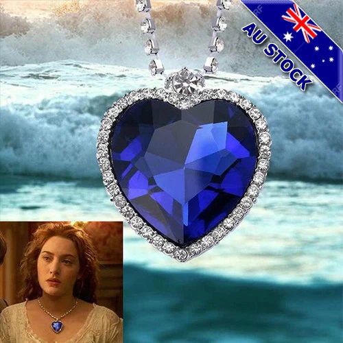 Blue Crystal Titanic Heart of Ocean Necklace — Kirijewels.com