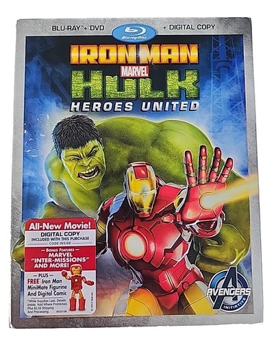 Iron Man Hulk Heroes United Blu-ray DVD Digital 2013 w/ Embossed Slipcover- NEW - Picture 2 of 3