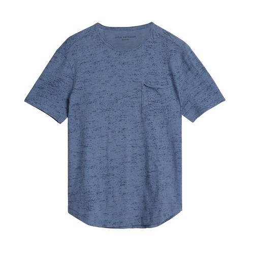 John Varvatos Men's Short Sleeve Cooper Sun Bleached Pocket Crew T-Shirt Blue - Picture 5 of 7