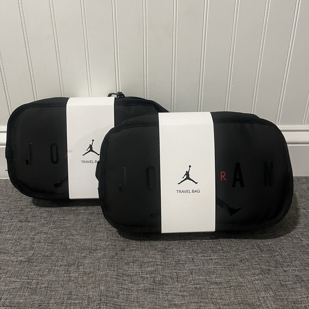 Nike Air Jordan Black  Travel Dopp Kit Clutch Bag Toiletries Jumpman Zipper NEW