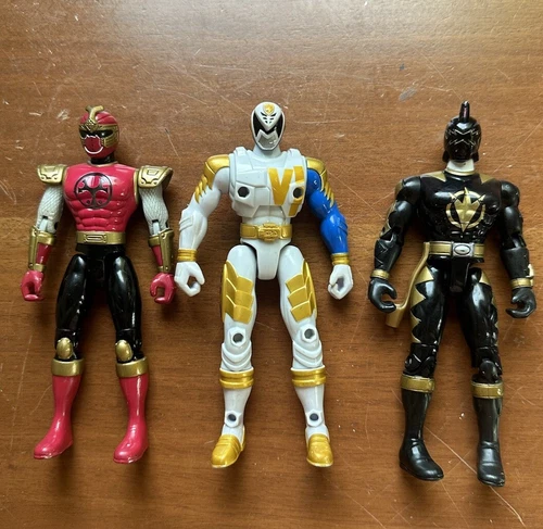 Lot 3 Vintage Bandai Power Rangers Black Dino Thunder Ninja Storm Omega Ranger