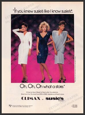 Climax 1980s Print Advertisement 1984 Legs Dresses ''Oh, Oh, Oh what a store''