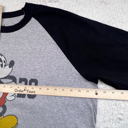 Disney Parks Mickey Mouse Shirt Men’s XXL Gray Raglan 1928 Script Spellout - Picture 7 of 10