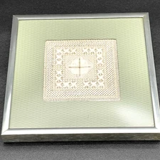 Hardanger Needlepoint Handcrafted Cross Stitch 8.25” Framed and Matted VTG