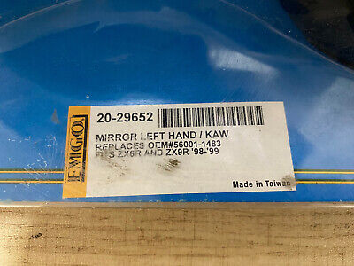 1998-99 Kawasaki ZX6R ZX9R Left Hand Mirror Emgo Part # 20 1998-99 Kawasaki ZX6R ZX9R Left Hand Mirror Emgo Part # 20