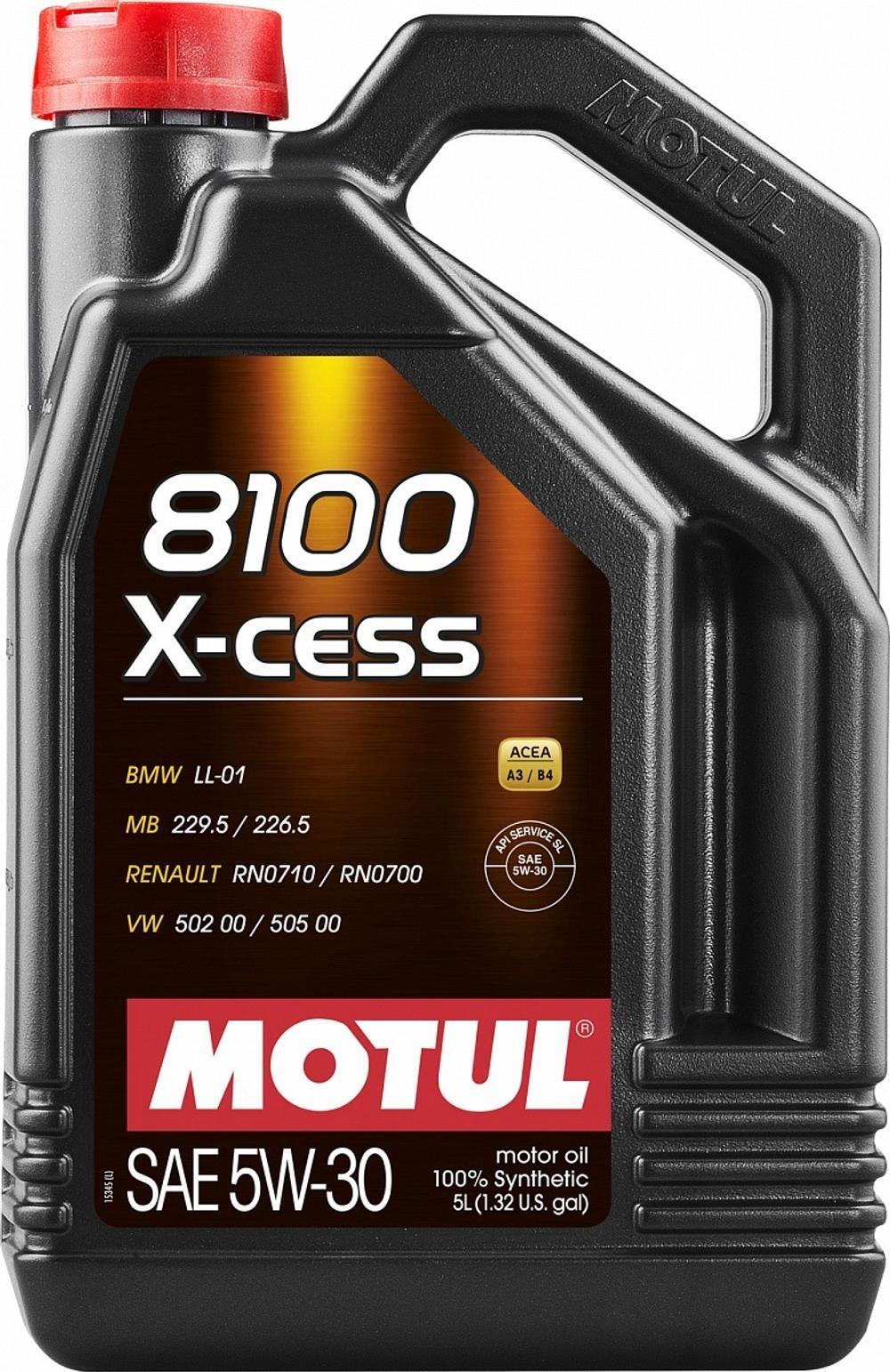 Motul 8100 Xcess 5W-30 4 Stroke 100% Synthetic Motor Oil 108946 5 Liter
