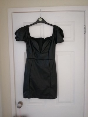 pretty little thing black leather dress