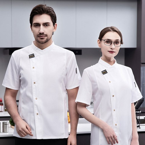 Unisex Chef Jacket Coat Uniform Kitchen Short Sleeve Cooking Restaurant Top - Picture 16 of 34