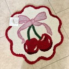 Global Marketplace Cherry Hooked Rug Cute Bow Accent Decorative 24 in