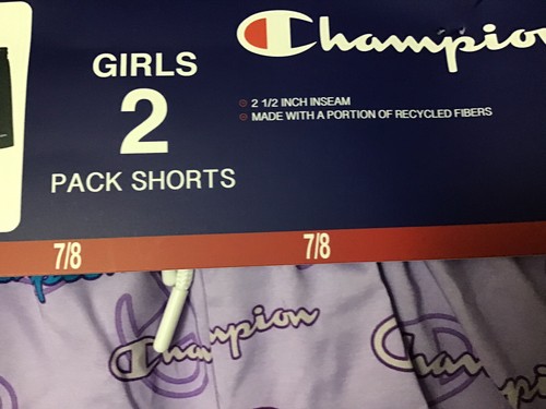 New Champion Girls' 2 Pack Active Stretch Comfort Shorts Size 7/8 Purple Black - Picture 3 of 9