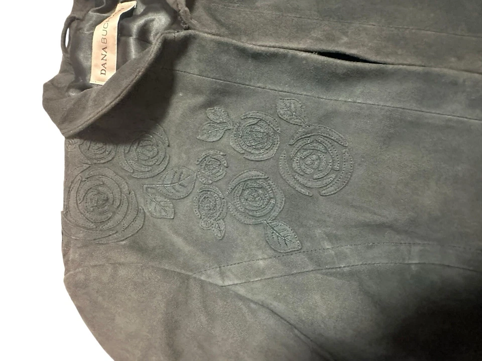 Chaqueta De Gamuza Verde Dana Buchman De Colección Diseño Floral Talla 4 Foto 3 de 4