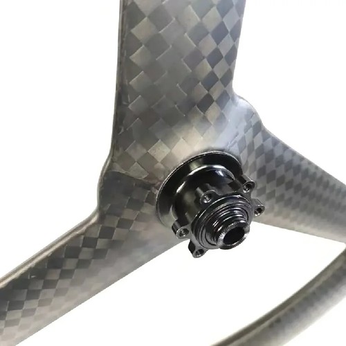 700C Carbon 3 Spoke Wheelset TT Road Track Bike Tubeless Tubular Rim 27mmx69mm - Picture 5 of 14