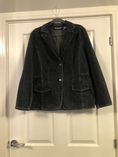 Kate Hill Black Distressed Lonv Sleeved Denim Jacket Size 10