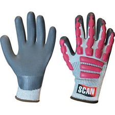 Image of Scan Anti Impact Latex Cut 5 Gloves Grey / Pink XL