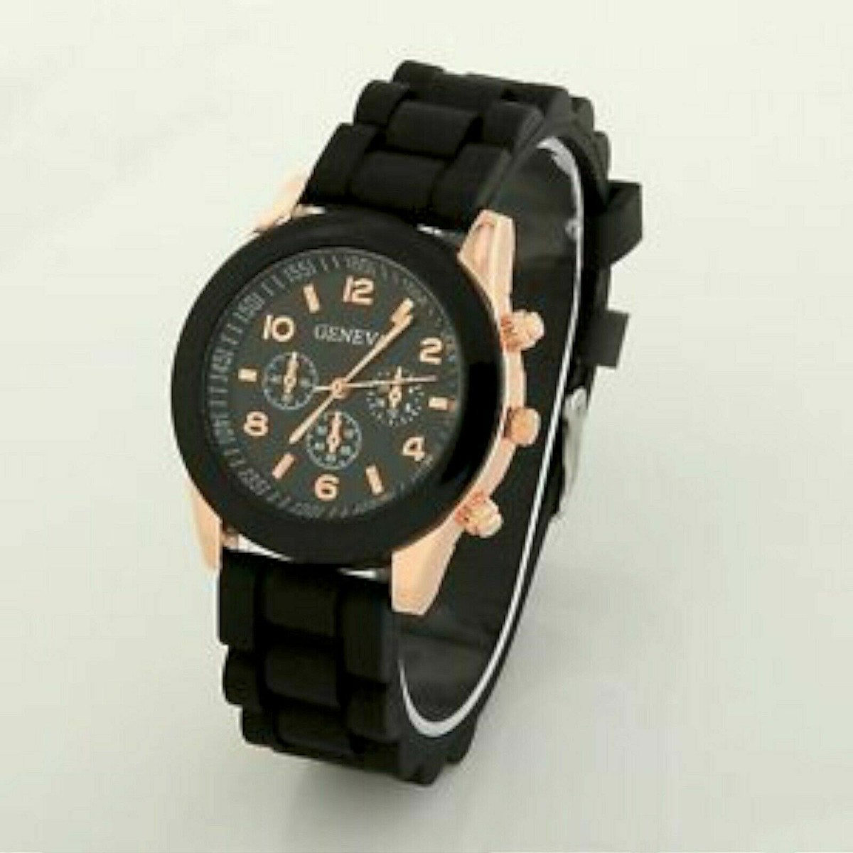 NEW Geneva 6839J Womens Two-Tone Boyfriend Black & Rose Gold Dial