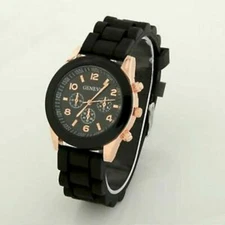 NEW Geneva 6839J Womens Two-Tone Boyfriend Black & Rose Gold Dial Designs Watch