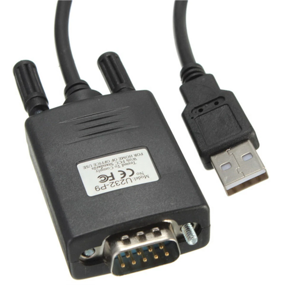1 Set New Black USB 2.0 Male to RS232 Serial DB9 9 Pin Adapter Cable PC - Image 4 of 4