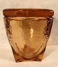 Fire & Light Studio Recycled Glass Footed Copper Jar with Lid 4" wt. 34 oz.