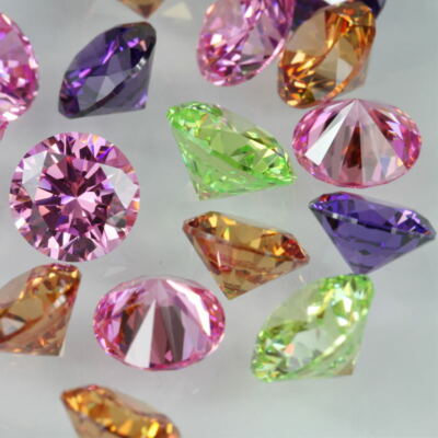 CUBIC ZIRCONIA LOOSE GEMS ROUND BRILLIANT CUT 1.5-3mm 9 COLOURS VARIOUS ...