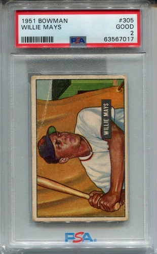 1951 Bowman Baseball #305 Willie Mays Rookie Card RC Graded PSA 2