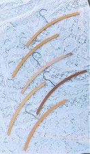 Set of Six Vintage Wood  Metal Clothes Hangers w Swivel Hooks / Notched Arms