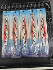 (5) MANGO Fishing Lure Jig JIGGING SILVER & RED 9-1/2" long, 9 oz VMC HOOKS FISH