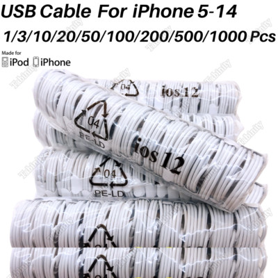 Wholesale Bulk USB Charger Cable Cord For iPhone 14 13 12 11 Pro XS XR X 8 7 6 5