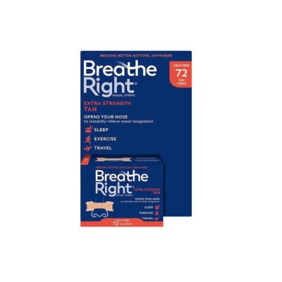 Breathe Right Extra Strength Nasal Strips Tan 72 Ct Drug-Free Congestion Relief