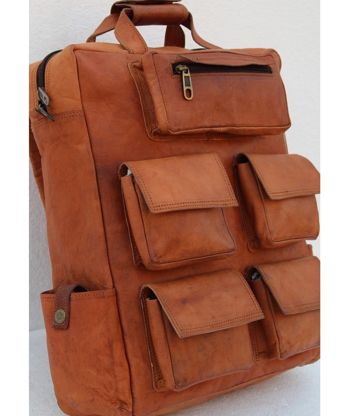 Vintage Leather 16" Backpack Laptop Bag Hiking Travel Camping Satchel For Men