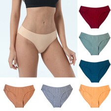 Women's Low Waist Mesh Briefs Solid Color Cotton Crotch Underwear Panties 