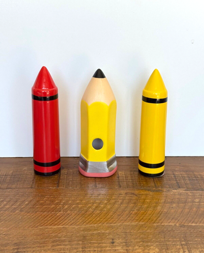 Teacher/Kids Ceramic Decor Crayons & Pencil Sharpener