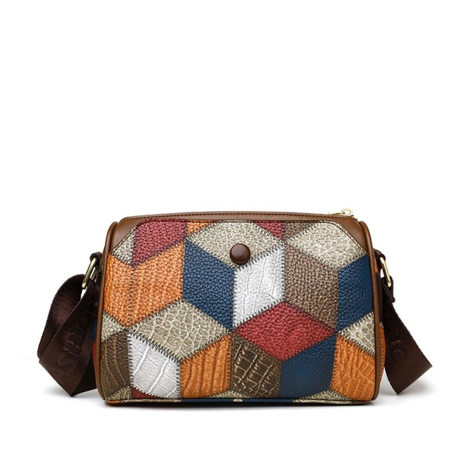 Patchwork Color Women's Shoulder Bag Wide Band Rolling Drum Bags eBay