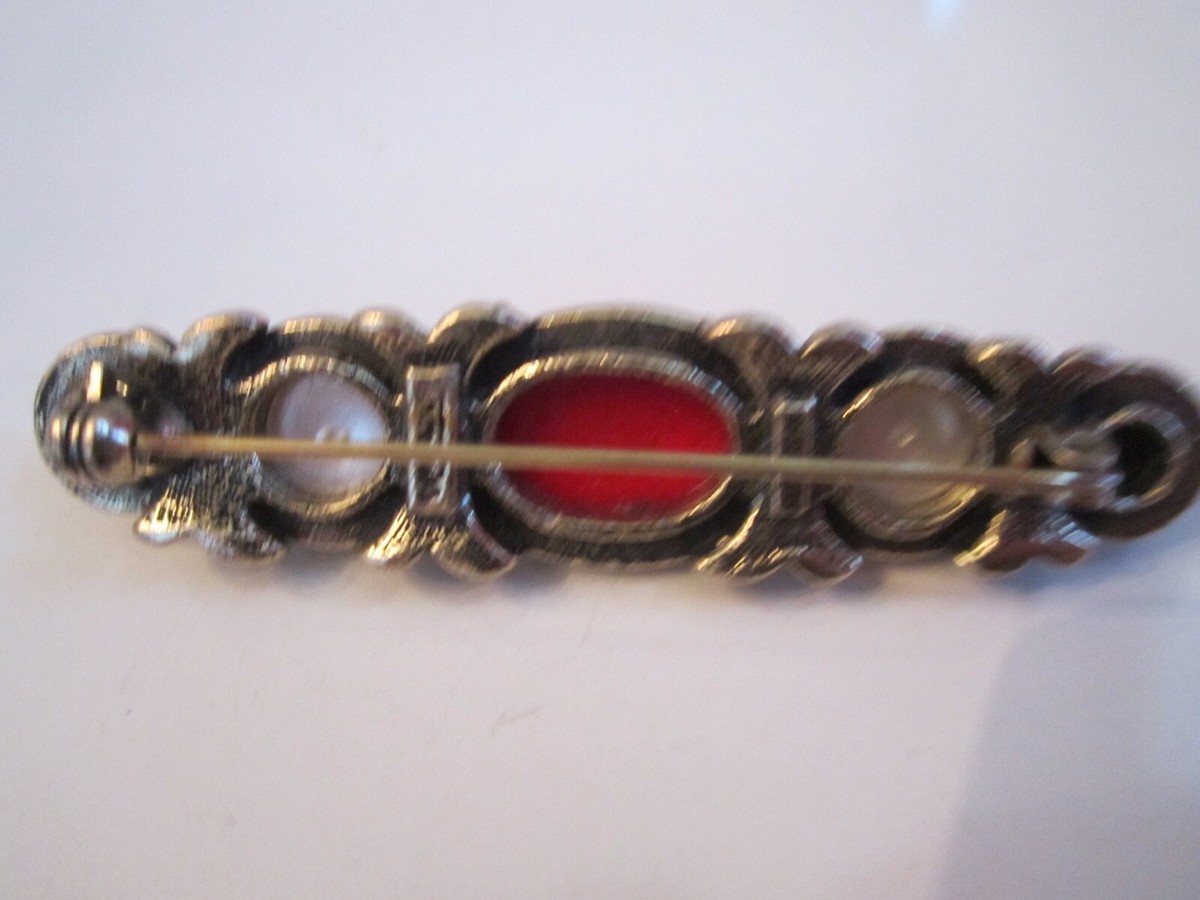 VINTAGE FAUX GEMSTONE BROOCH PIN - SIGNED BY DESIGNER? - BBA28 | eBay