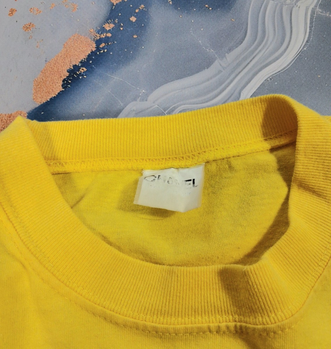 Vintage Chanel Boutique Paris Big Logo Gold Embroidery T-Shirt