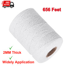 White Cotton Butchers Twine - 656 Feet 2MM Thick String, Kitchen Cooking Bakers