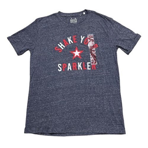 T-shirt grafica Royce Brand donna taglia XL blu erica "Shake Your Sparkler" NUOVA - Foto 1 di 5