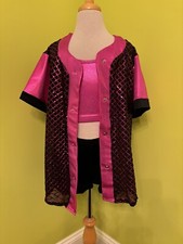 Curtain Call Dance Costume H019 Large Adult Pink Hip Hop 3 Piece Baseball Jersey