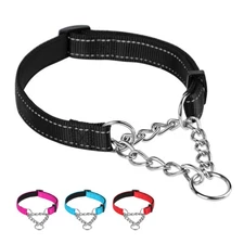 Martingale Dog Collar Nylon Reflective and Chain Training Large Dogs Strong SML