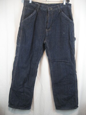 Mens Faded Glory Blue Cotton Canvas Flannel Lined Carpenter