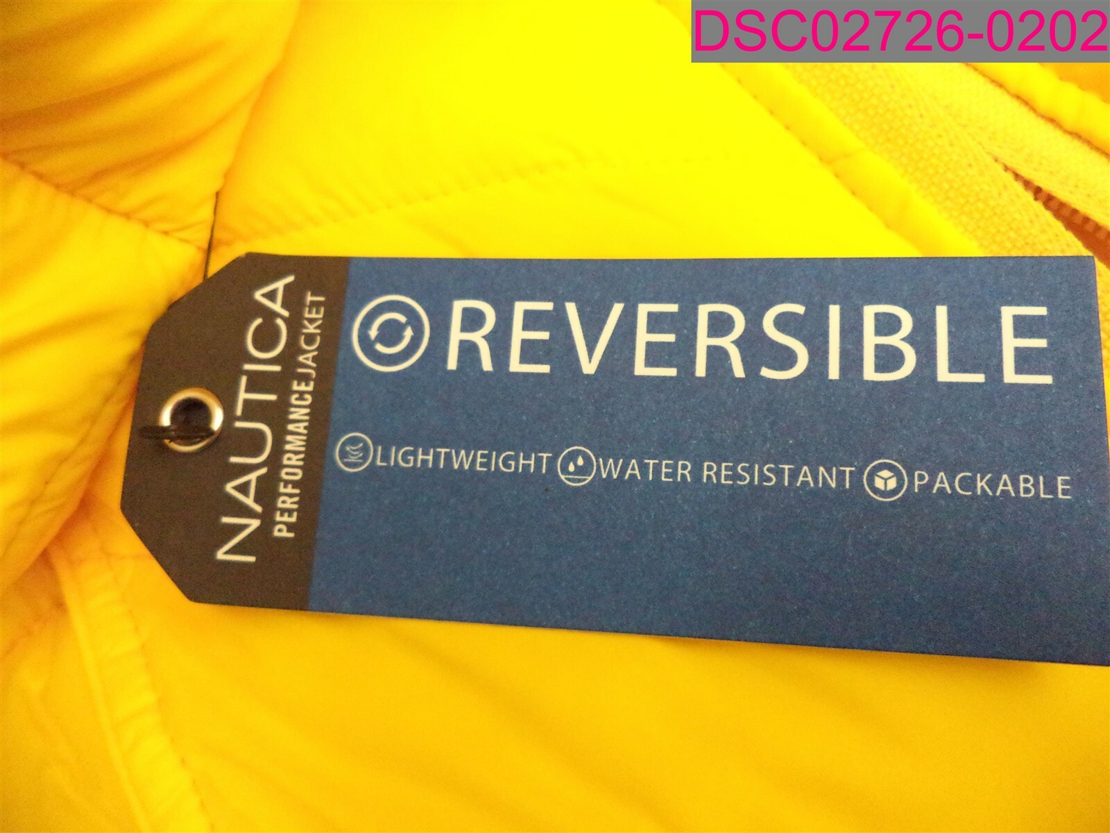 Nautica Performance Jacket Reversible Yellow Floral Packable Jacket