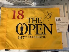 2018 British Open Full Sig Jordan Spieth Flag Authenticated By British Open