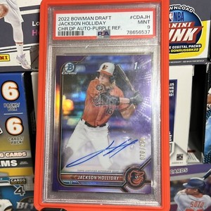 2022 Bowman Draft Jackson Holliday 1st Chrome Purple Refractor Auto /250 PSA 9