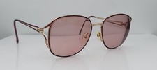 Vintage Evan Picone E722 Gold Burgundy Oval Metal Sunglasses Italy FRAMES ONLY