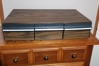 Vintage 80s 3 drawer VHS VCR Tape Storage Case Holds 36 Tapes Faux Wood Grain