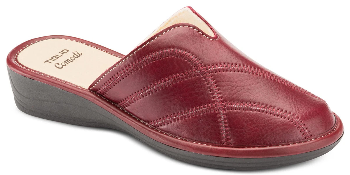 Tiglio Ciabatte Invernali Donna Calde, Chiuse, Made In Italy, Tessuto E Plantare In Pelle Sintetica, Colore Cipria, Taglia 40